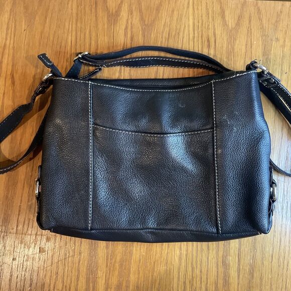Tignanello Black Shoulder Bag Purse Tumbled Leather - Picture 11 of 12